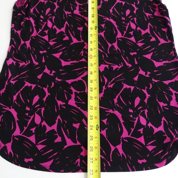 Worthington Black Purple Floral Print Top Women Size L Side Slits Work Casual - Picture 9 of 9